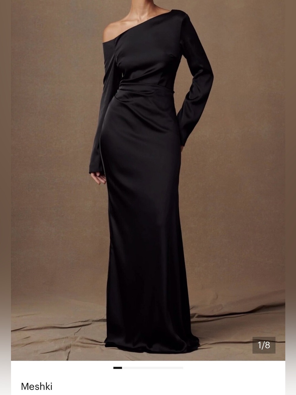 Avery Meshki Black Satin Gown